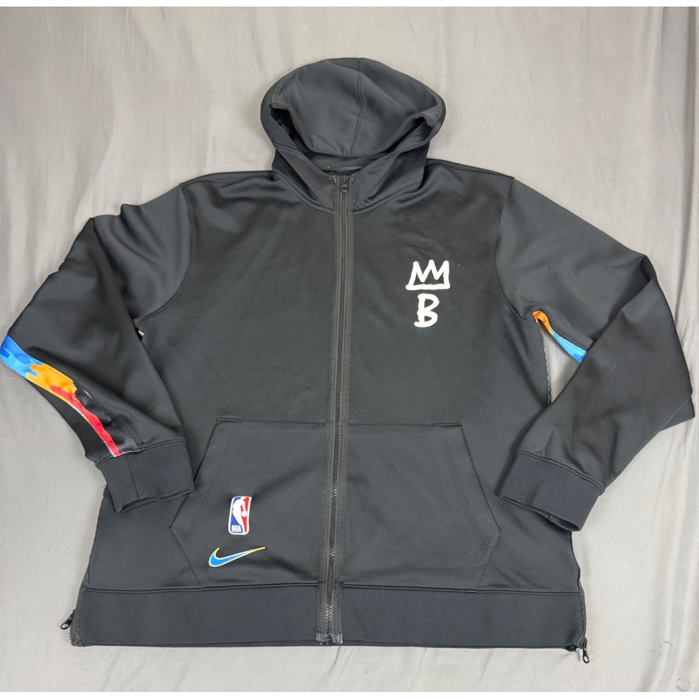 Nike NBA Brooklyn Nets Basquiat City Edition Showtime Hoodie Black Mens 3XL
